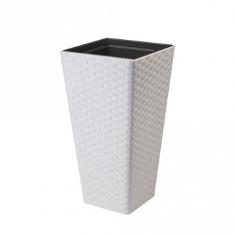 Set de mască și ghiveci pătrat Ratan Slim, alb, 30 cm fotografie 12 Set de mască și ghiveci pătrat Ratan Slim, alb, 30 cm imagine 12